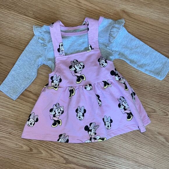 Disney Minnie Mouse 0-3 Months Pink and Gray Dress - Picture 1 of 5